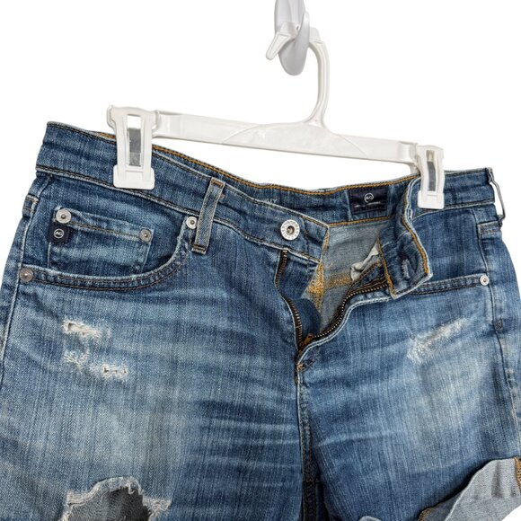 AG Adriano Goldschmied The Hailey Ex Boyfriend Roll Up Shorts Womens 28R Blue - Picture 7 of 8